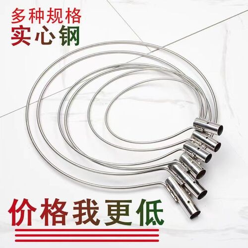 不锈钢实心抄网网兜渔具用品尼龙手K工网兜加大捞加深抄网头