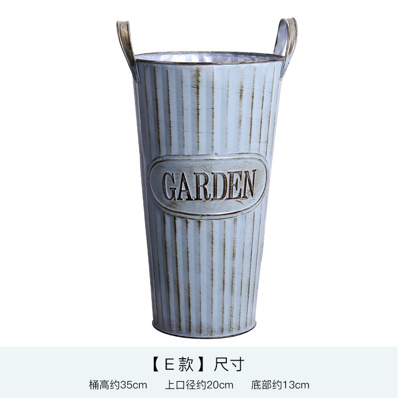 复古铁皮花瓶 法式乡村欧式 复古做旧铁艺铁皮园艺花器花插花桶