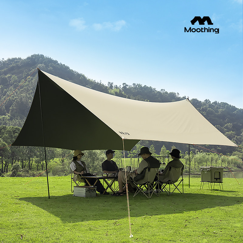 牧行黑胶天幕帐篷户外遮阳棚防雨幕布超轻桌椅露营六件套便携加厚