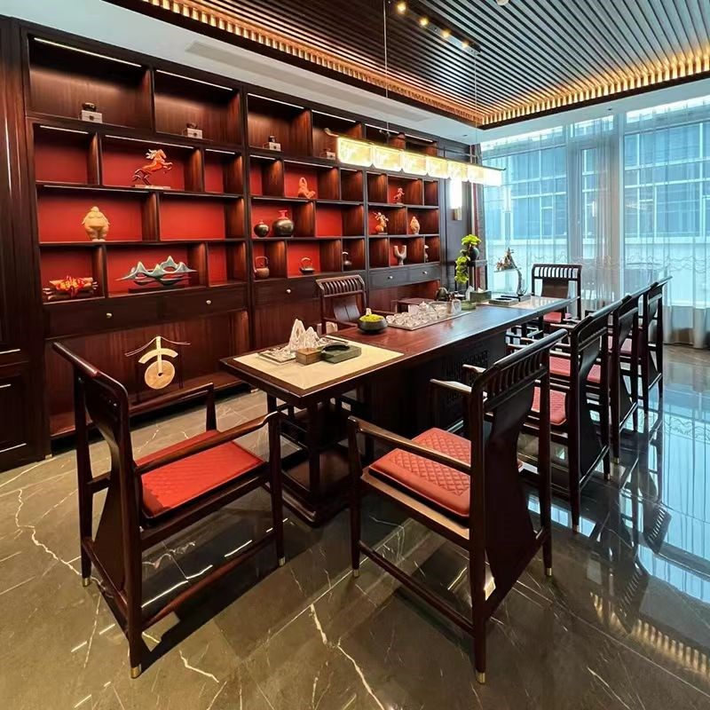 新中式黑胡桃木茶桌2025新款高端客厅家用禅意茶台实木大板茶桌椅