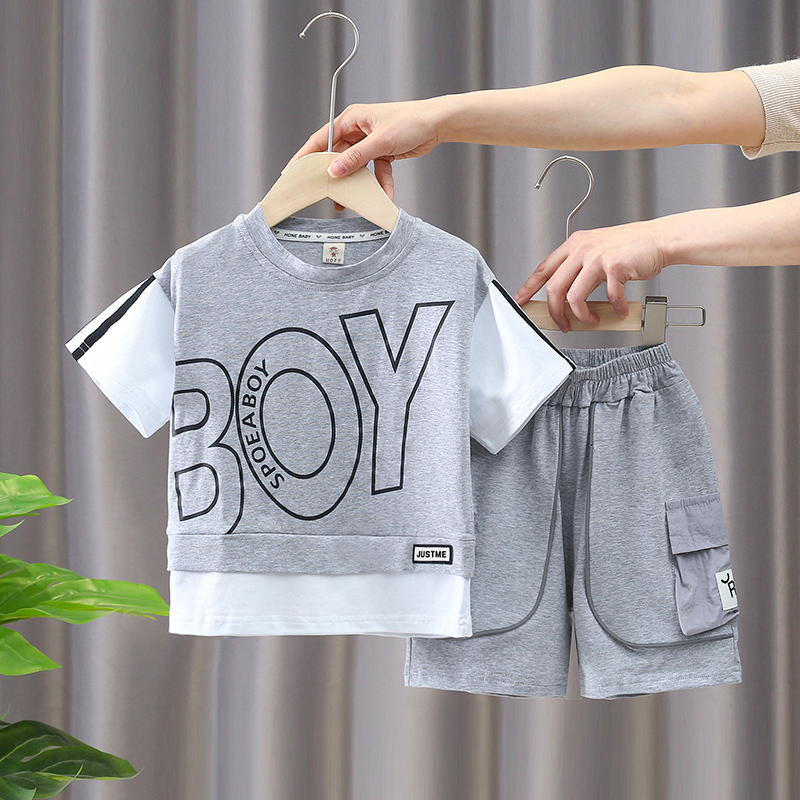男童夏季套装2025新款夏装儿童洋气短袖潮牌小男孩宝宝运动两件套