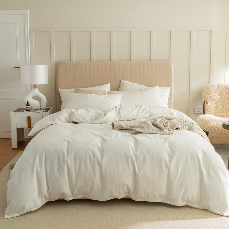 婴儿级A类不染原棉四件套酒店套件床上用品布草床单被套全棉白色