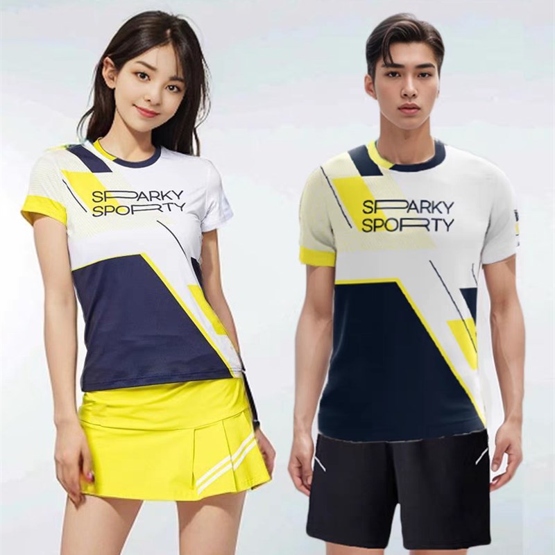 2025韩国新款羽毛球q服套装男女运动短袖上衣时尚运动短裙女比赛