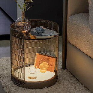 现代简约创意铁艺落地灯床头灯客厅沙发I圆形边几卧室置物台氛围