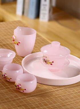 中式田园风琉璃女士功p夫茶具家用办公室茶室泡茶盖碗主人杯公道