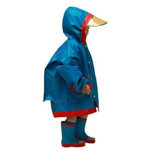 儿童雨衣女童男童带书包位学生幼儿园小学生防水雨披帽檐中大童