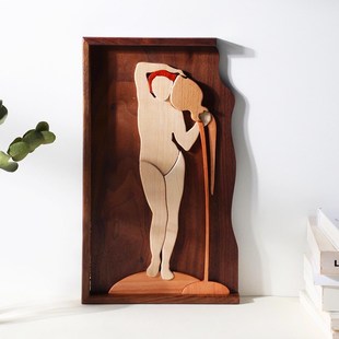 拼画立体挂画欧洲名画档装饰实木质客厅背景墙玄关艺术