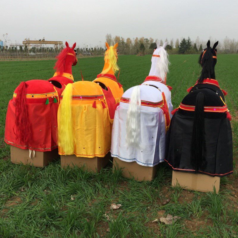 仿真白龙布马竹马骑马舞跑毛驴扭秧歌社火用品日年会表演道具