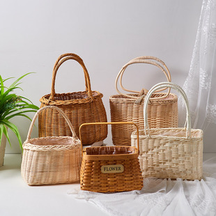 寻礼韵篮竹藤编束插篮田园手拎艺装 饰篮子店