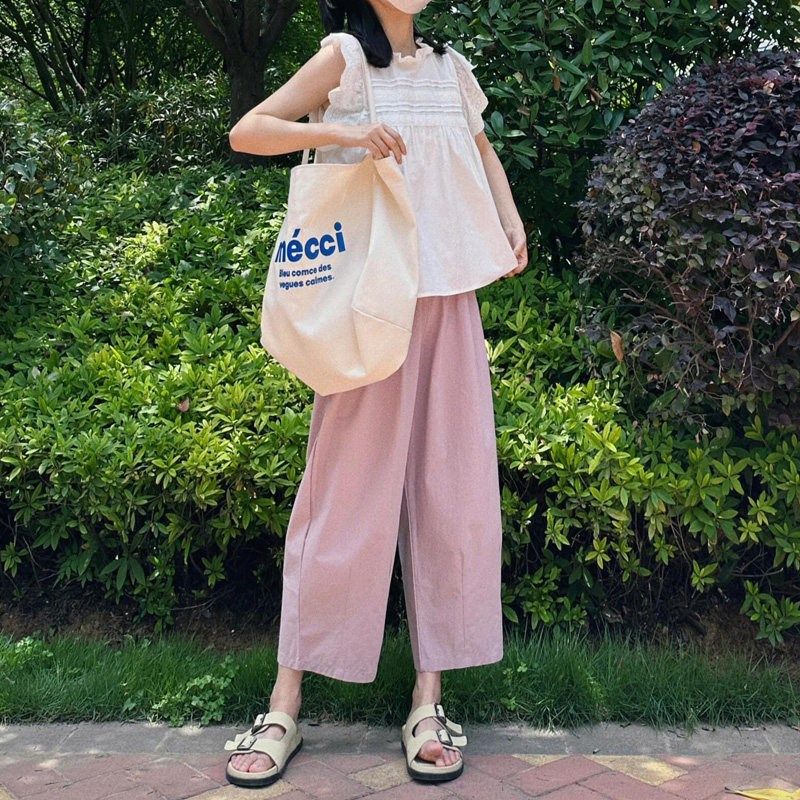 夏季簿款孕妇裤外穿九分裤宽松显瘦粉色哈伦裤小个子萝卜奶奶裤子