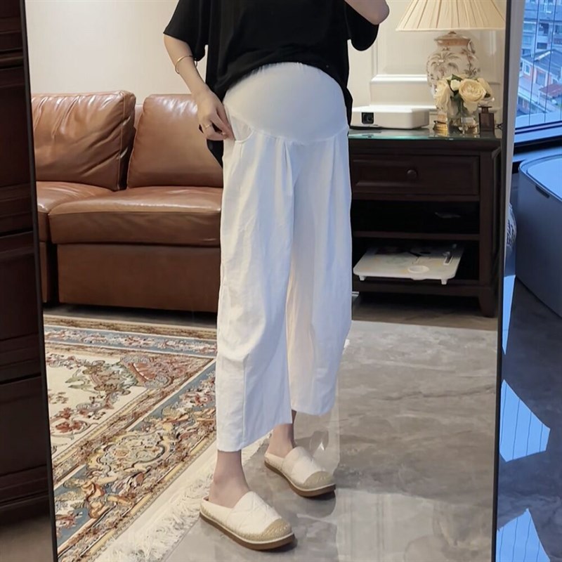 孕妇裤子新款夏季休闲裤阔腿烟管九分裤夏装薄款慵懒显瘦凉凉裤潮