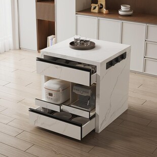 现代简约单独岛台柜小户型岩板独立窄岛台意式极简可移动岛台头