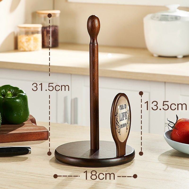 实木厨房餐桌纸巾架置物架立式木质卷纸架保鲜膜收纳架免打孔家用