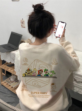 加绒加厚2023产后哺衣潮妈哺乳期外出上衣辣妈秋冬季卫衣冬装外穿