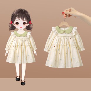 女童长袖连衣裙2025新款洋气儿童开春宝宝纯棉春秋装公主裙子衣服