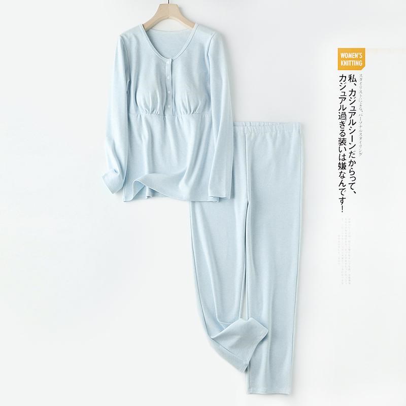 月子服秋冬款加厚纯棉产后哺乳孕妇睡衣大码带胸垫产妇喂奶家居服
