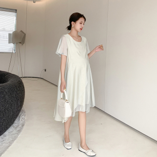孕妇夏装雪纺连衣裙高品质孕妇装夏款2023新款孕晚期夏季温柔裙子