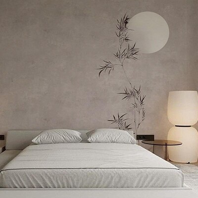 中式古典淡雅水墨画竹子电视背景墙纸禅意茶室酒店包厢养生馆壁纸