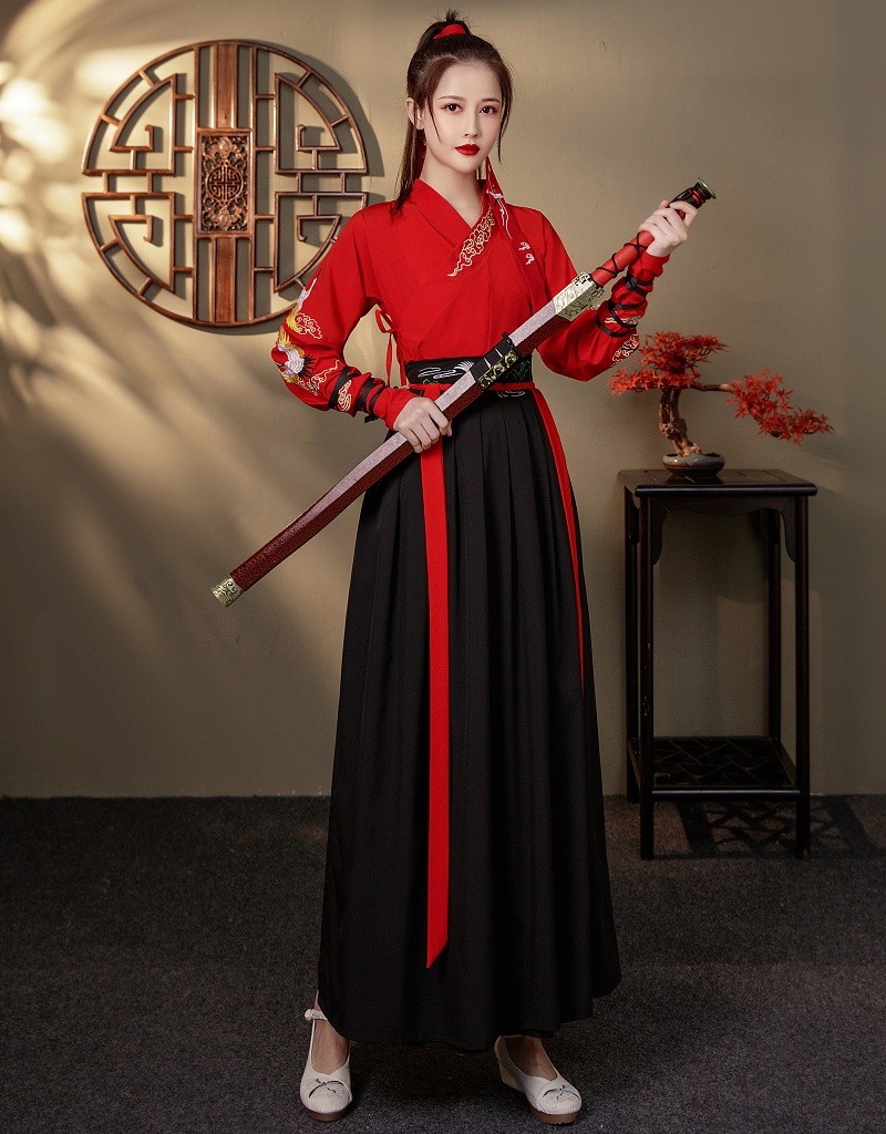 武侠风汉服女中国风交领齐腰襦裙男学生班服情侣古装日常春夏侠客