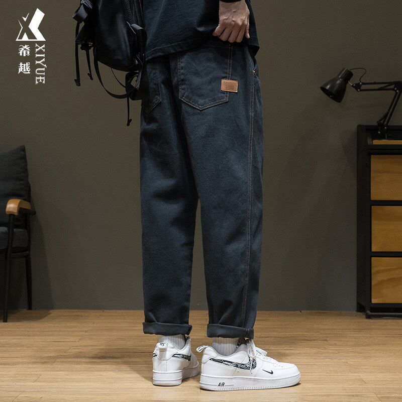 2024秋冬新款休闲裤子男士加绒加厚直筒裤男秋季大码工装牛仔裤