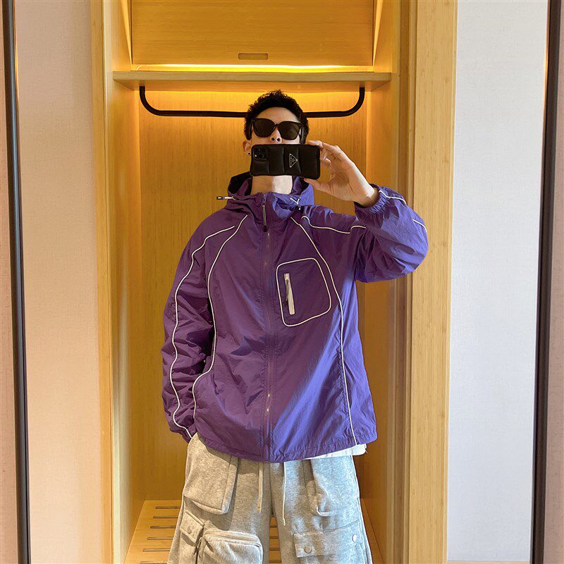 范哲贤 2023夏季新款薄款潮牌连帽防晒衣男女情侣款机能透气外套