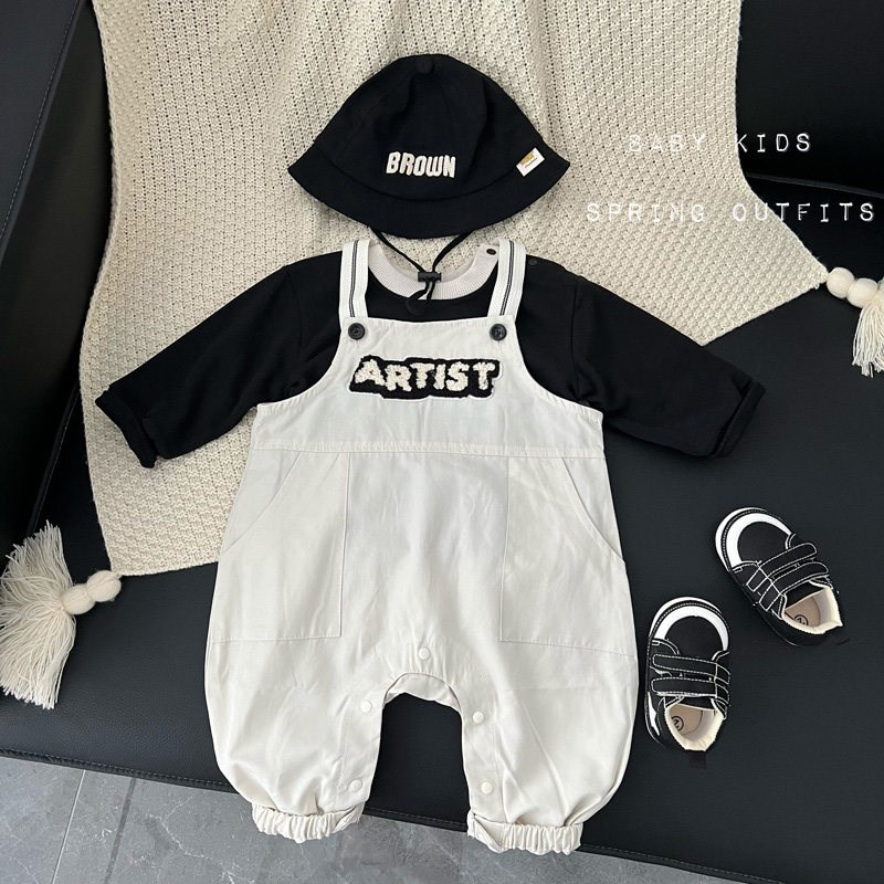 婴幼儿秋装衣服套装男宝宝秋季黑色T恤抱婴袋裤套装韩版外出两件