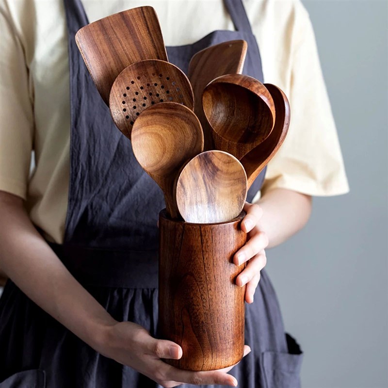 Wood Kidtchenware Cooking Set Household Spatula Spoon Set Sa