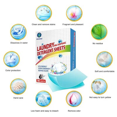 90 Pieces Eco-Friendly Laundry Soap Washer Sheets DeYtergent