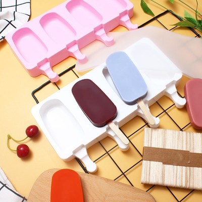 Silicone Ice Crmeam Mold Popsicle Siamese Molds with Lid DIY