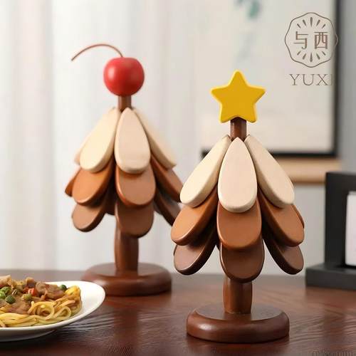 与西圣诞树隔热垫杯垫