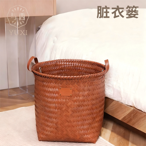 与西棕色脏衣篓卧室浴室