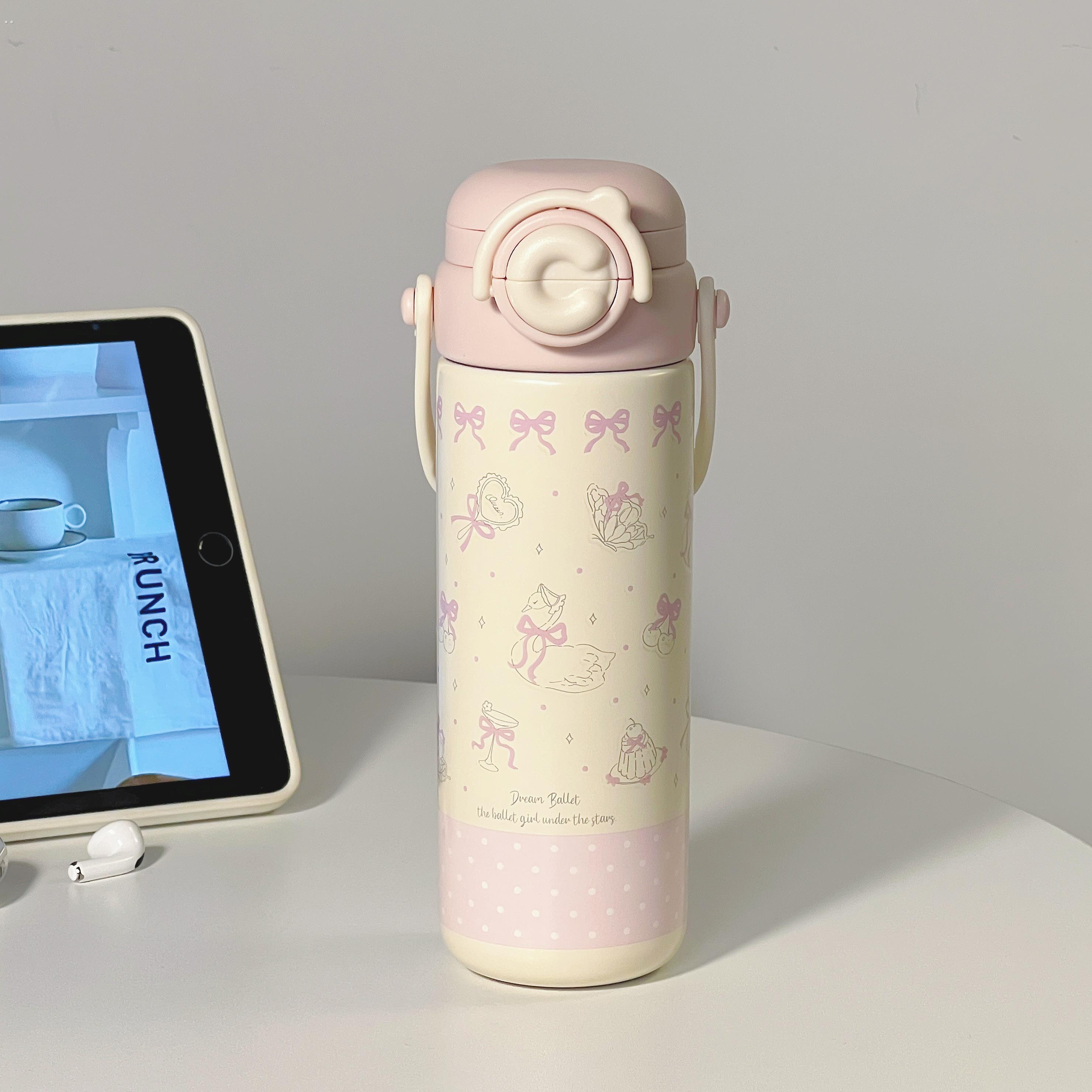 可爱大容量保温杯女生高颜值新款316不锈钢水杯带吸管杯子手提