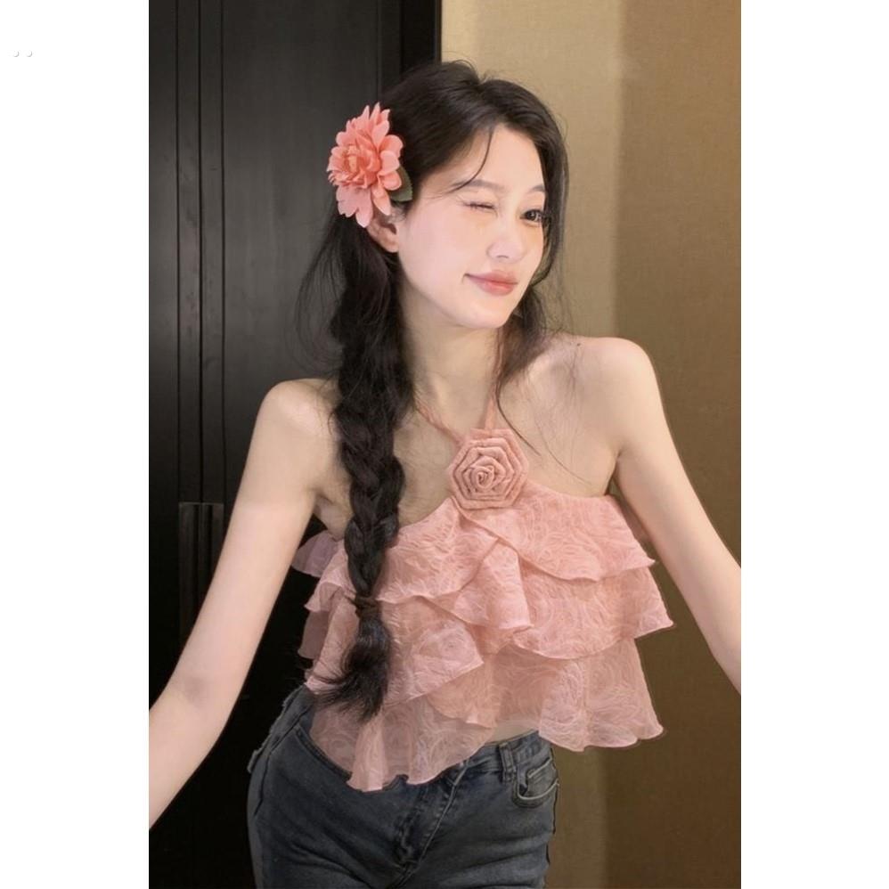 边擦女主播服装擦边职业装韩式绝美挂脖小上衣迷人短裙子吊带背心