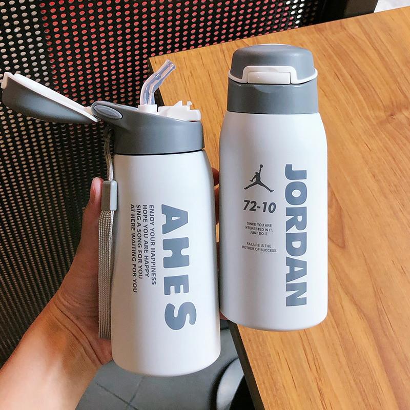 卧床老人用的保温杯带吸管防呛老年人成人喝水杯子不锈钢弹跳杯盖