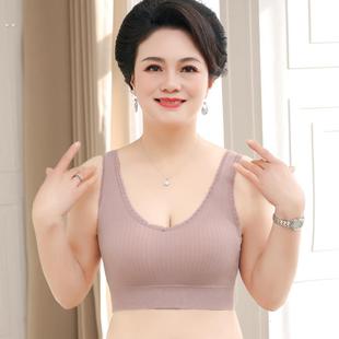 老年背心式无线贴身运动推高全罩杯胸罩妈妈蕾丝美丽的背部薄胸罩