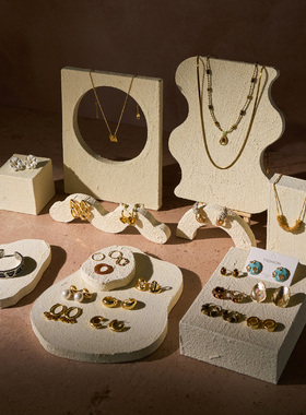 侘寂风几何体首饰展示架饰品陈列摆件珠宝项链戒指托盘拍照道具