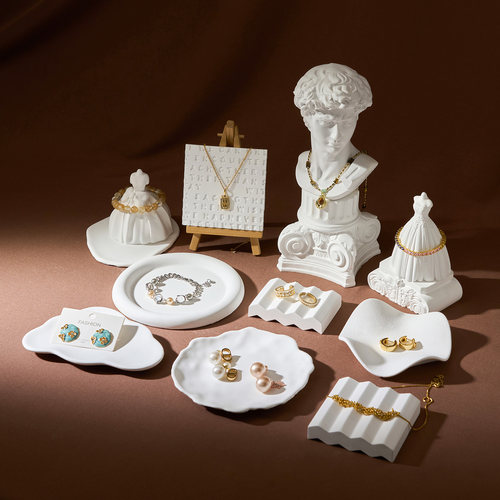 白色石膏首饰展示架饰品托盘