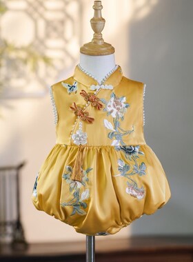 女宝宝周岁礼服生日宴会冠衣春秋中国风洋气一周岁高端唐装中国风