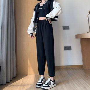 宽松小个子西装 显瘦九分哈伦裤 裤 夏季 萝卜裤 八分老爹裤 女春秋新款