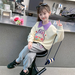 女童春装套装2024新款儿童网红洋气时髦卫衣女孩春秋款时尚两件套