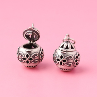 镂空925银香囊球挂件香丸球项链小挂坠车载随身汉服香薰球吊坠