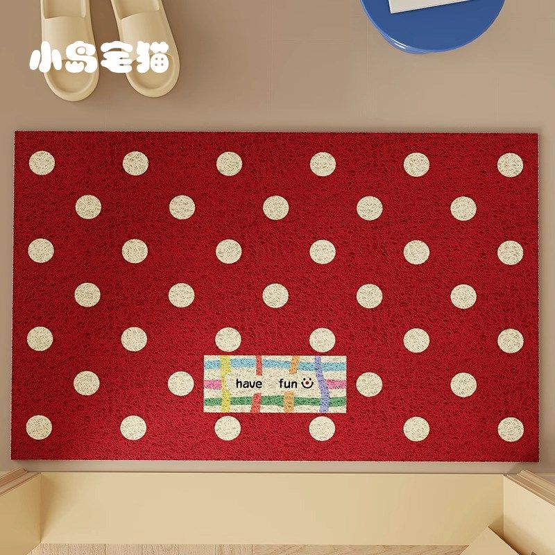 简约复古波点丝圈入户地垫门口家用可裁剪 pvc耐脏防滑除尘脚垫子,居家布艺,入户地垫,淘宝优惠券,粉丝福利购,淘宝优惠卷