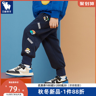 儿童加绒裤子男童一体绒运动裤宝宝保暖卫裤中小童男孩休闲裤加厚