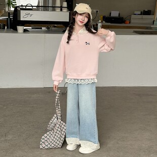 女童春秋套装2025新款时尚洋气女大童春装卫衣儿童休闲运动两件套