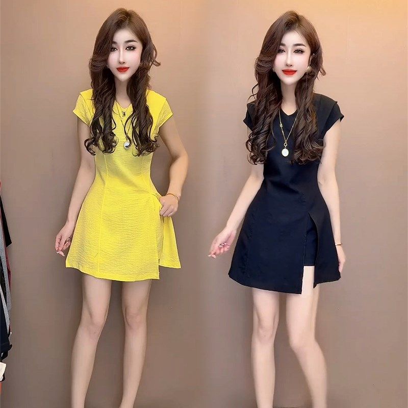 2025夏季新款时尚套装女洋气设计感短袖侧开叉上衣显瘦短裤两件套,女装/女士精品,时尚套装,淘宝优惠券,粉丝福利购,淘宝优惠卷