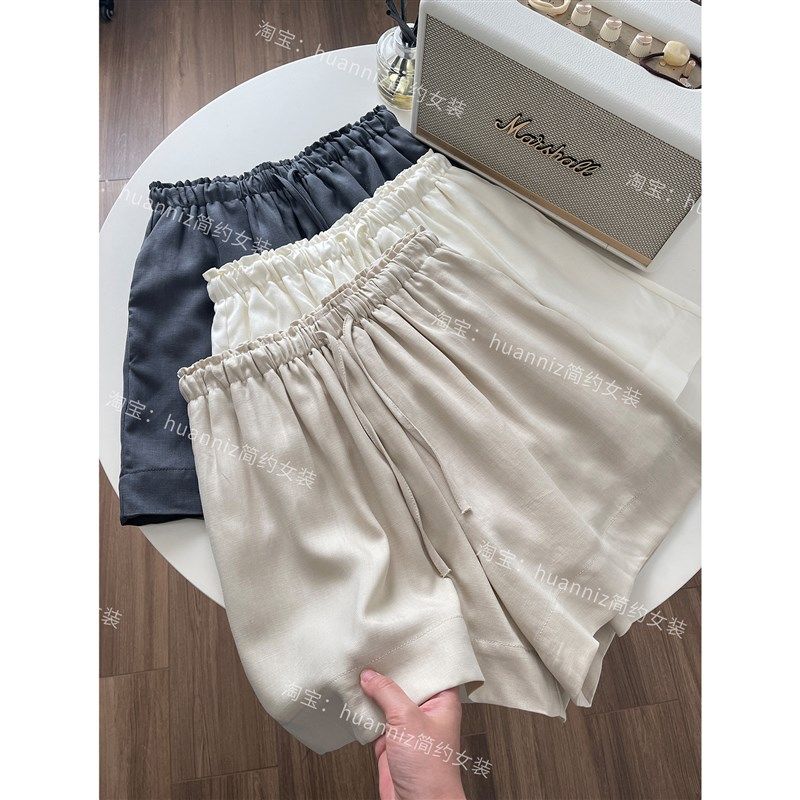 设计感花苞腰休闲短裤夏季显瘦阔腿裤裙松紧腰A字西装短裤热裤女,女装/女士精品,休闲裤,淘宝优惠券,粉丝福利购,淘宝优惠卷