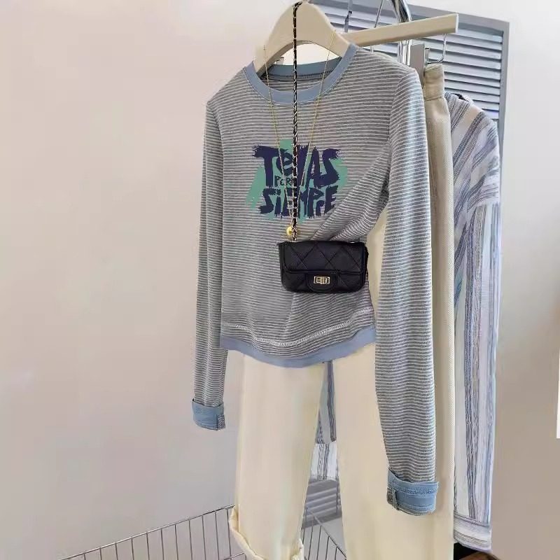 假两件条纹打底衫女装2024新款秋冬撞色拼接印花内搭长袖T恤上衣,孕妇装/孕产妇用品/营养,孕妇瑜伽背心/T恤,淘宝优惠券,粉丝福利购,淘宝优惠卷