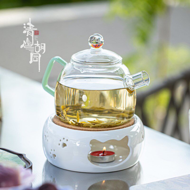 电陶炉加热花茶煮茶壶围炉煮茶玻璃绿茶I泡茶家用烧水壶蜡烛温茶