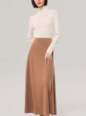 Ovv秋冬女士简单经典不对称柔软舒适针织羊毛a字裙