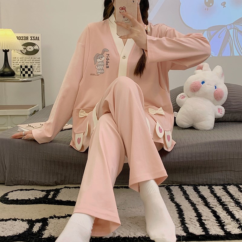 月子服春夏季纯棉产后4月份5产妇哺乳孕妇睡衣女春秋怀孕期两件套